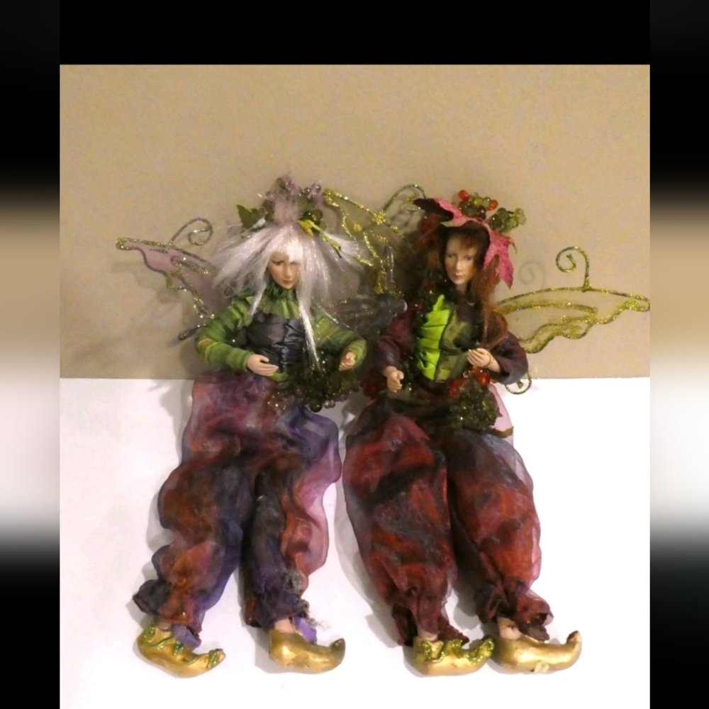 FAIRY FANTASY Two Dolls with Wings 13"